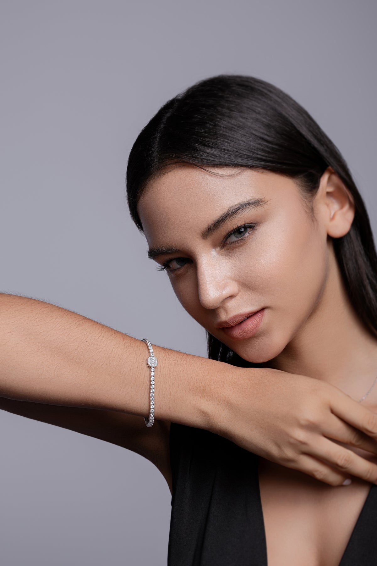 Bracelet Tennis Cushion Halo Moissanite VVS – S925