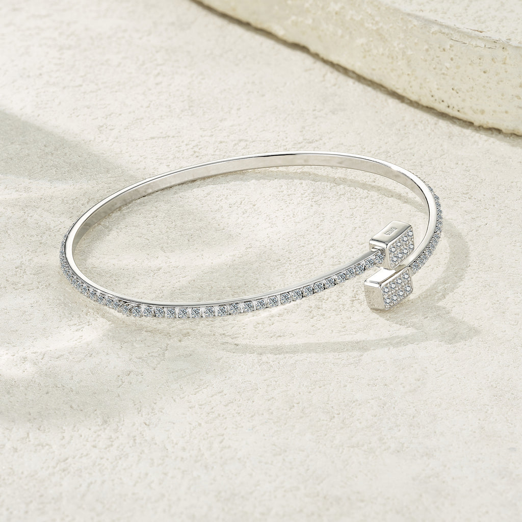 Bracelet Open Bangle Pavé Moissanite VVS – S925