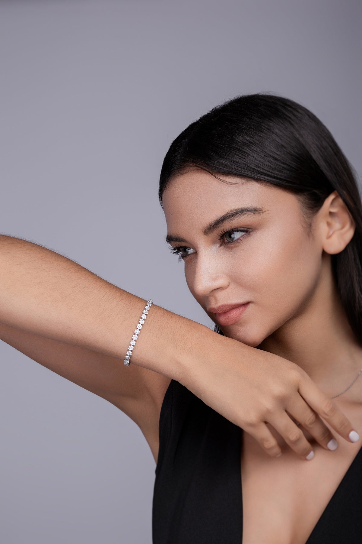 Bracelet Tennis Cluster Moissanite VVS – S925