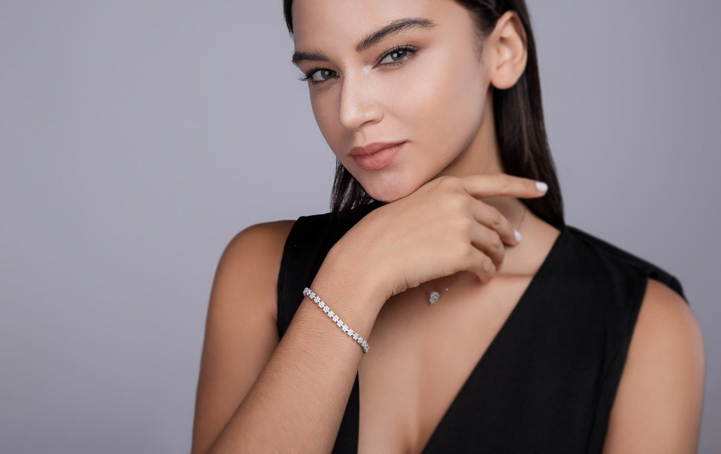Bracelet Tennis Cluster Moissanite VVS – S925