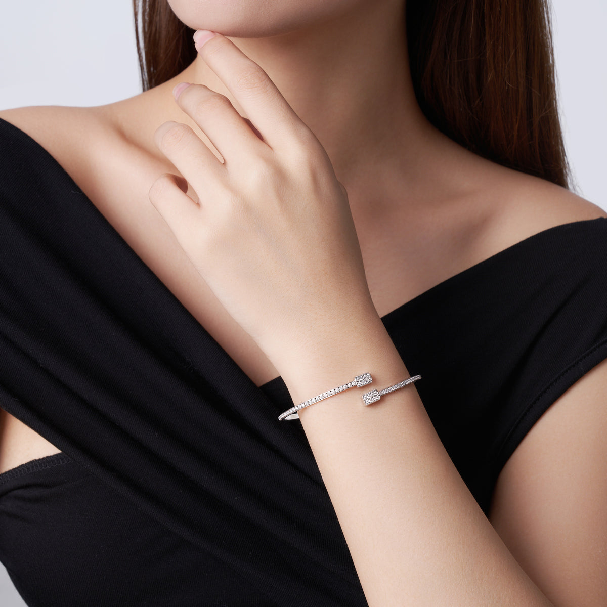 Bracelet Open Bangle Pavé Moissanite VVS – S925