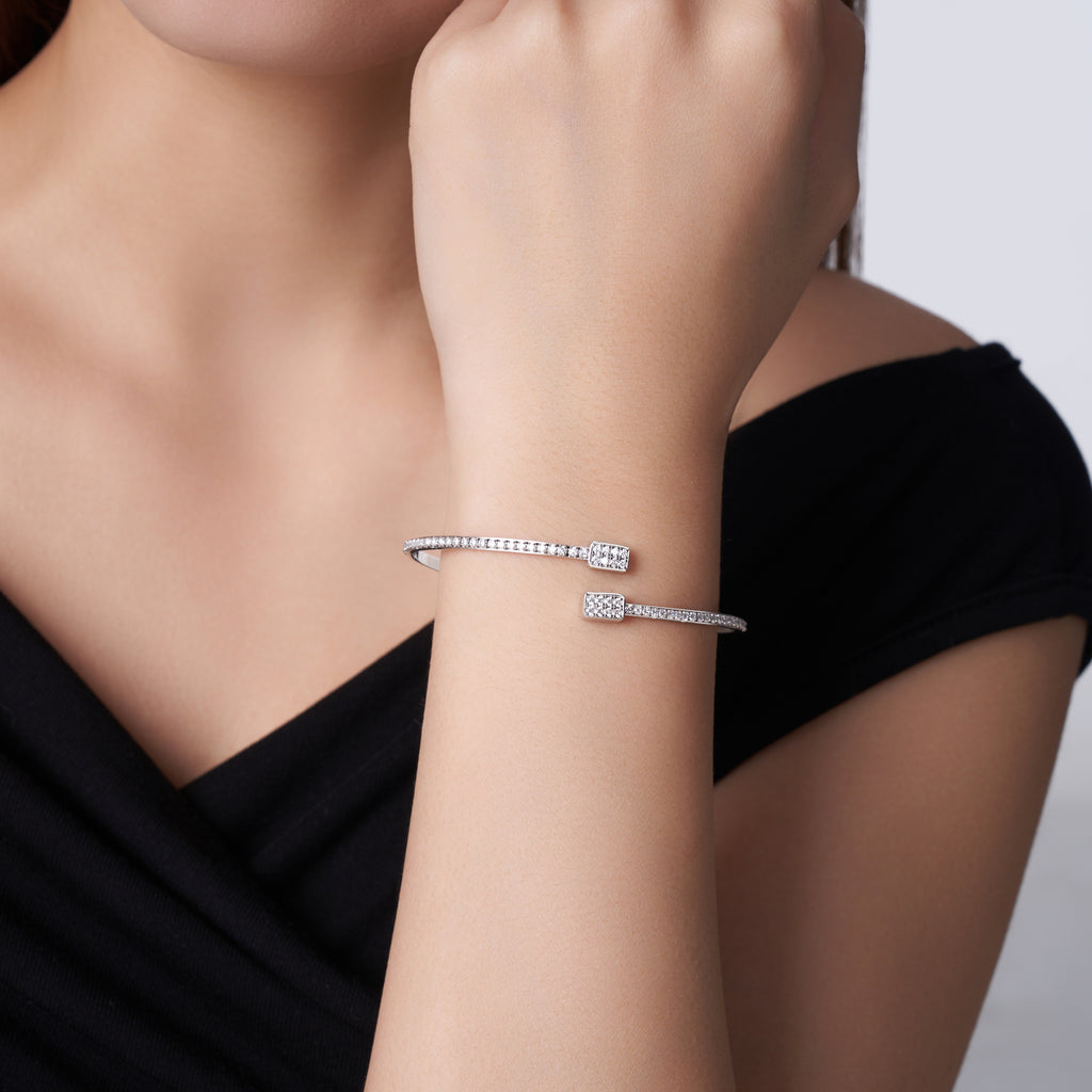 Bracelet Open Bangle Pavé Moissanite VVS – S925