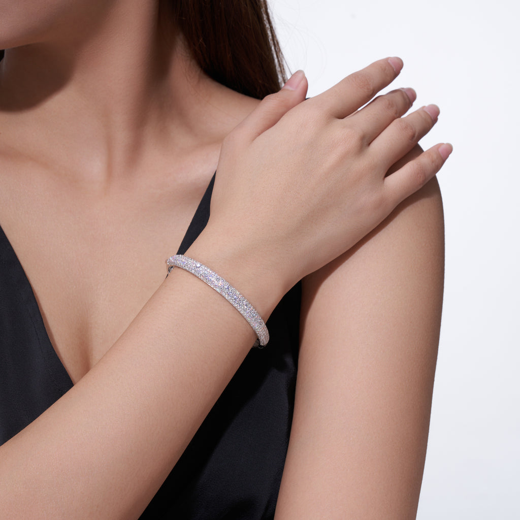 Bracelet Wide Pavé Bangle Moissanite VVS – S925