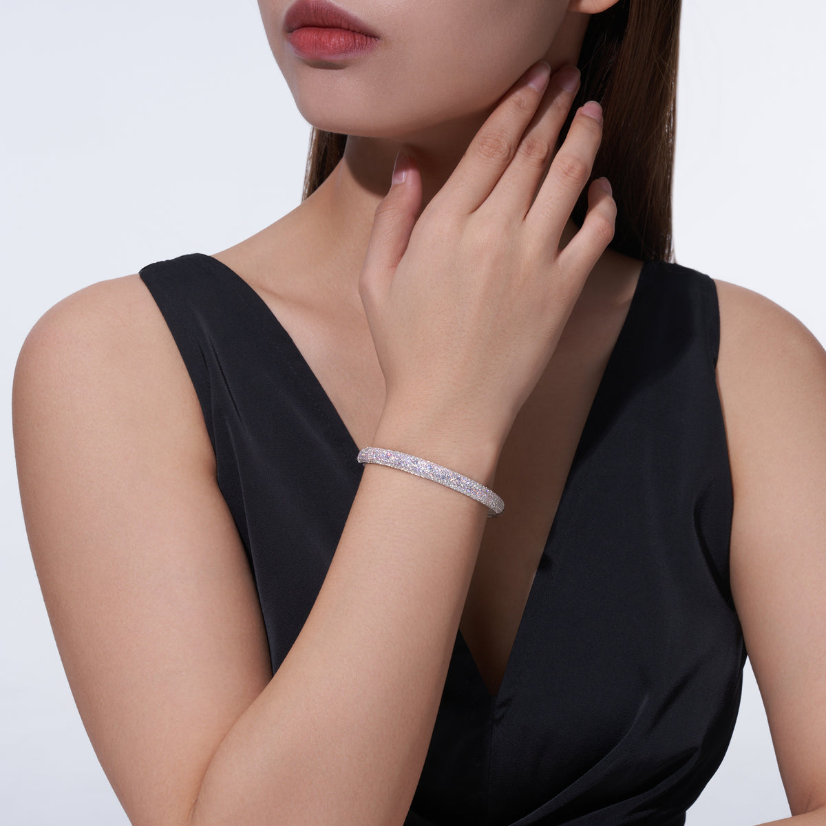 Bracelet Wide Pavé Bangle Moissanite VVS – S925