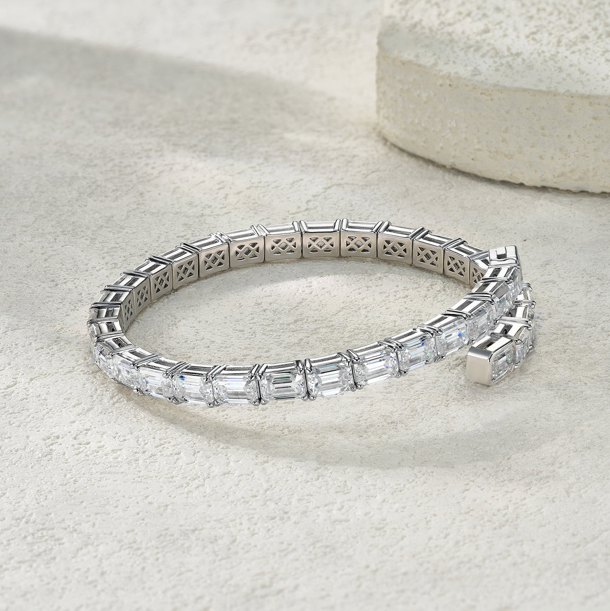 Bracelet Tennis Emerald Cut Moissanite VVS – S925