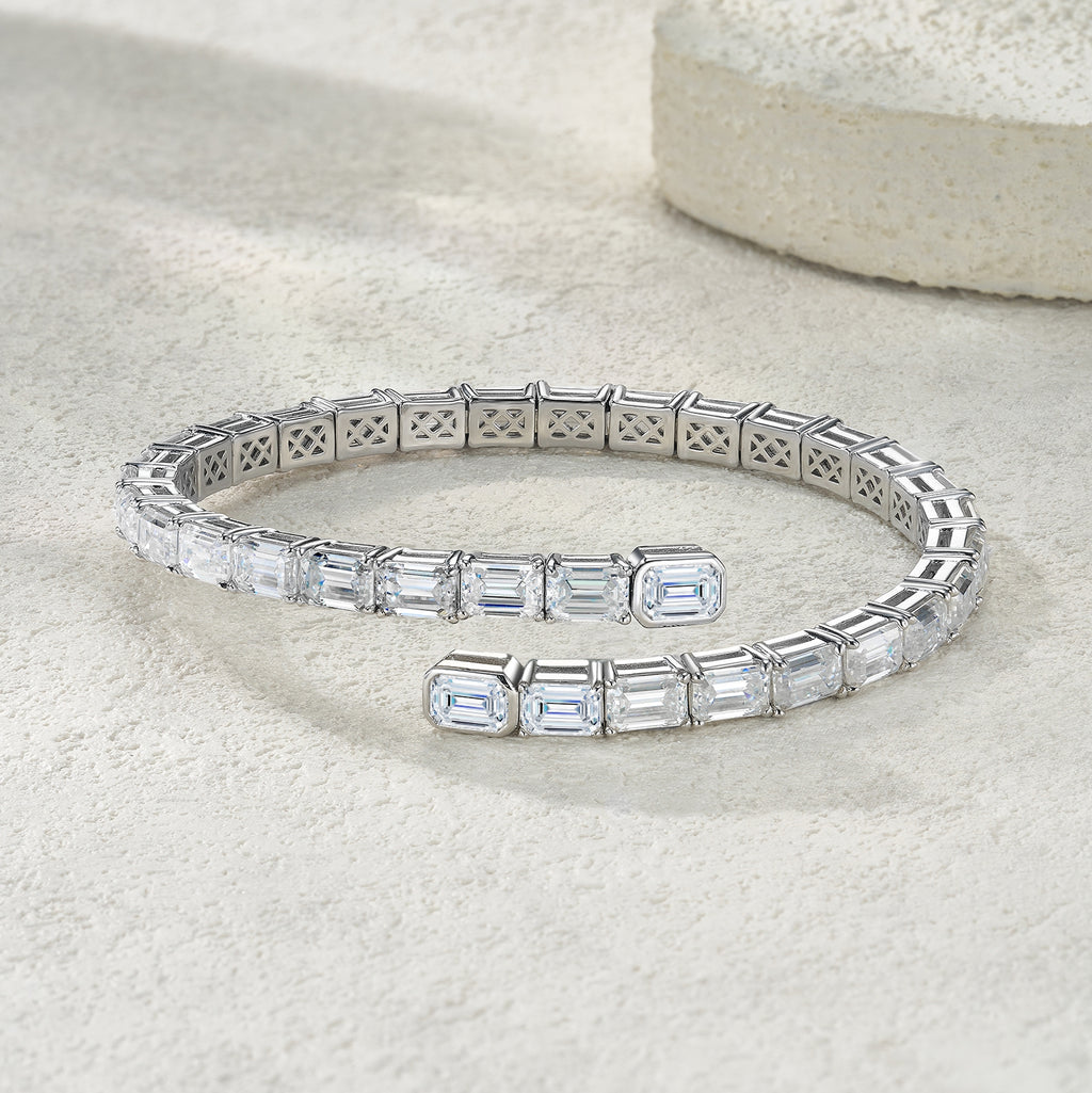 Bracelet Tennis Emerald Cut Moissanite VVS – S925