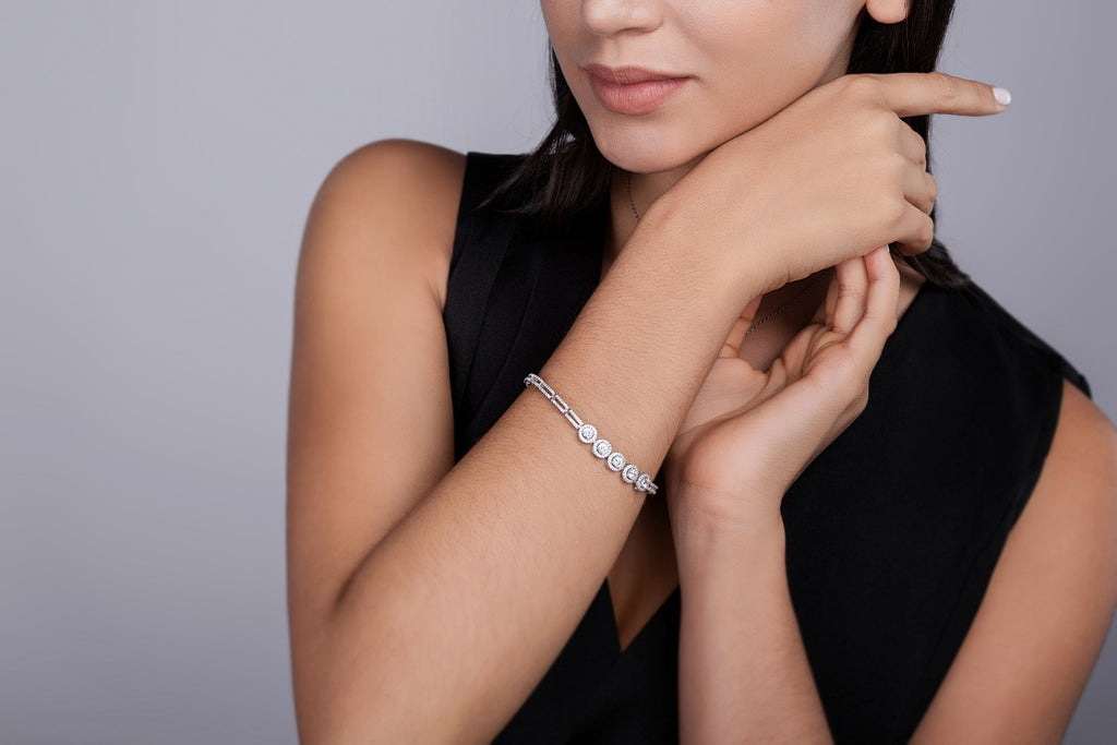 Bracelet Tennis Five Halo Moissanite VVS – S925