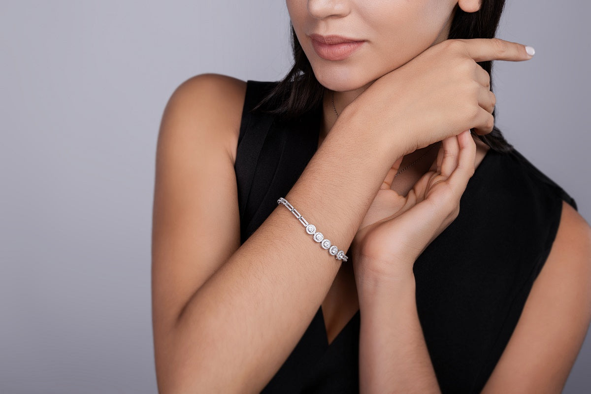 Bracelet Tennis Five Halo Moissanite VVS – S925