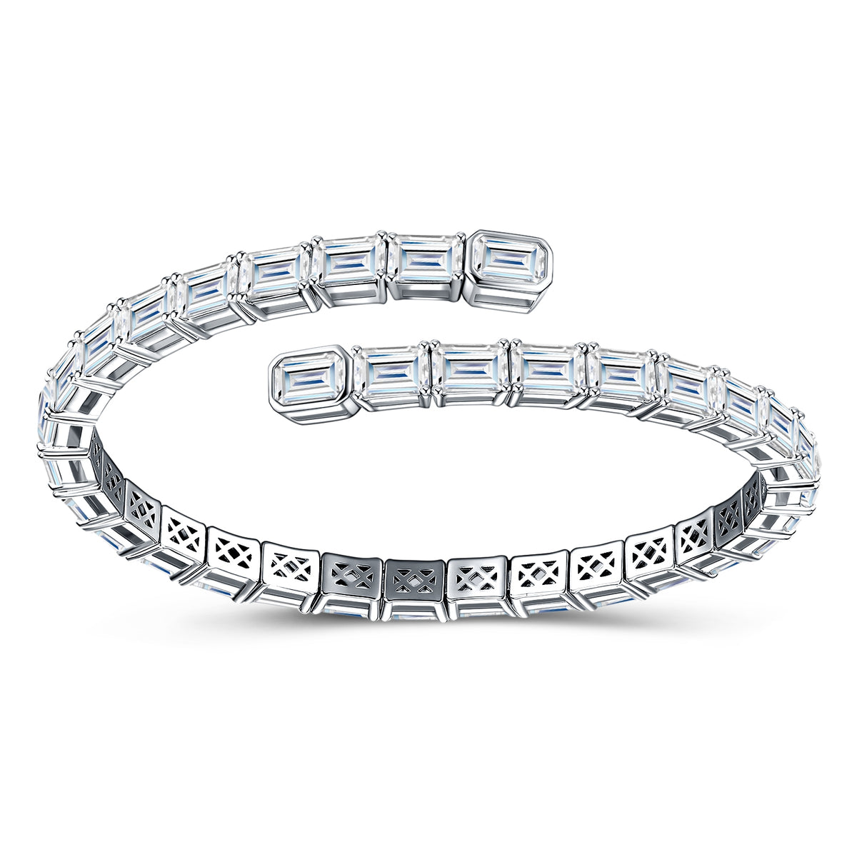 Bracelet Tennis Emerald Cut Moissanite VVS – S925