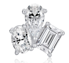 Studs Trio Mix Cuts Ovale / Poire / Émeraude Moissanite VVS – S925