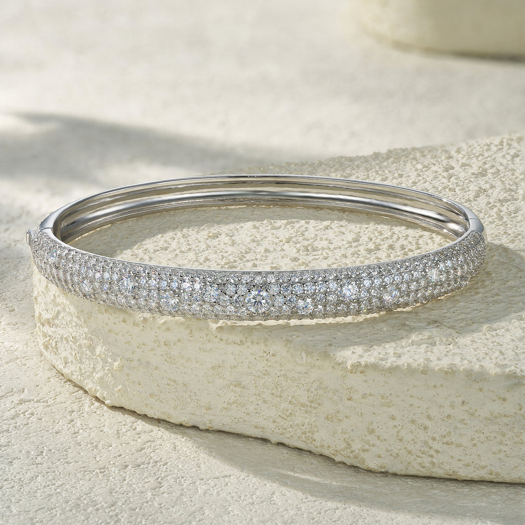 Bracelet Wide Pavé Bangle Moissanite VVS – S925