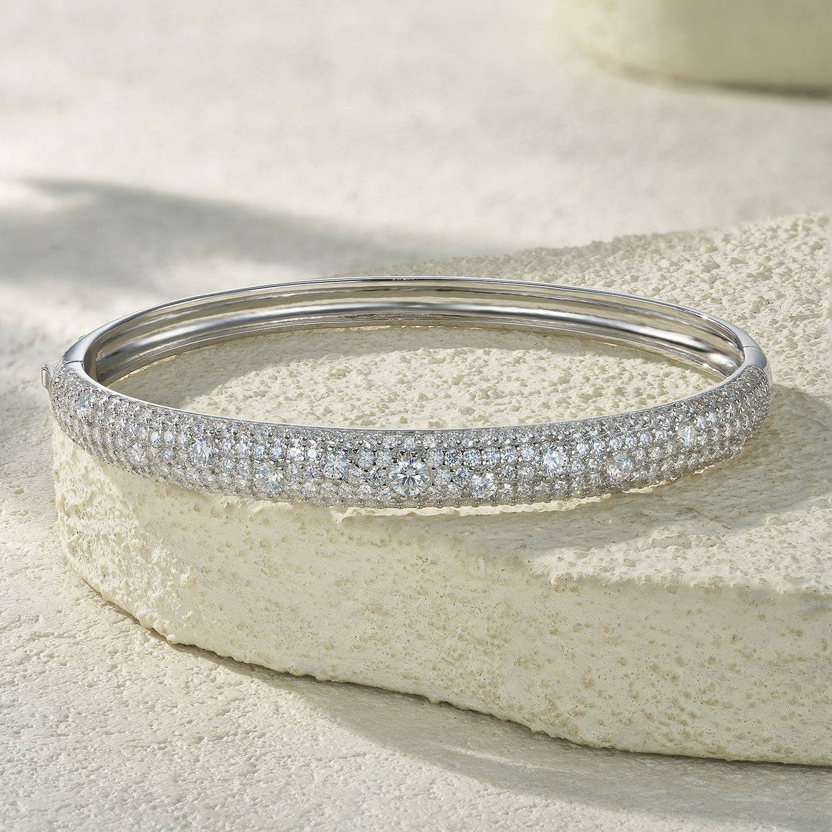 Bracelet Wide Pavé Bangle Moissanite VVS – S925