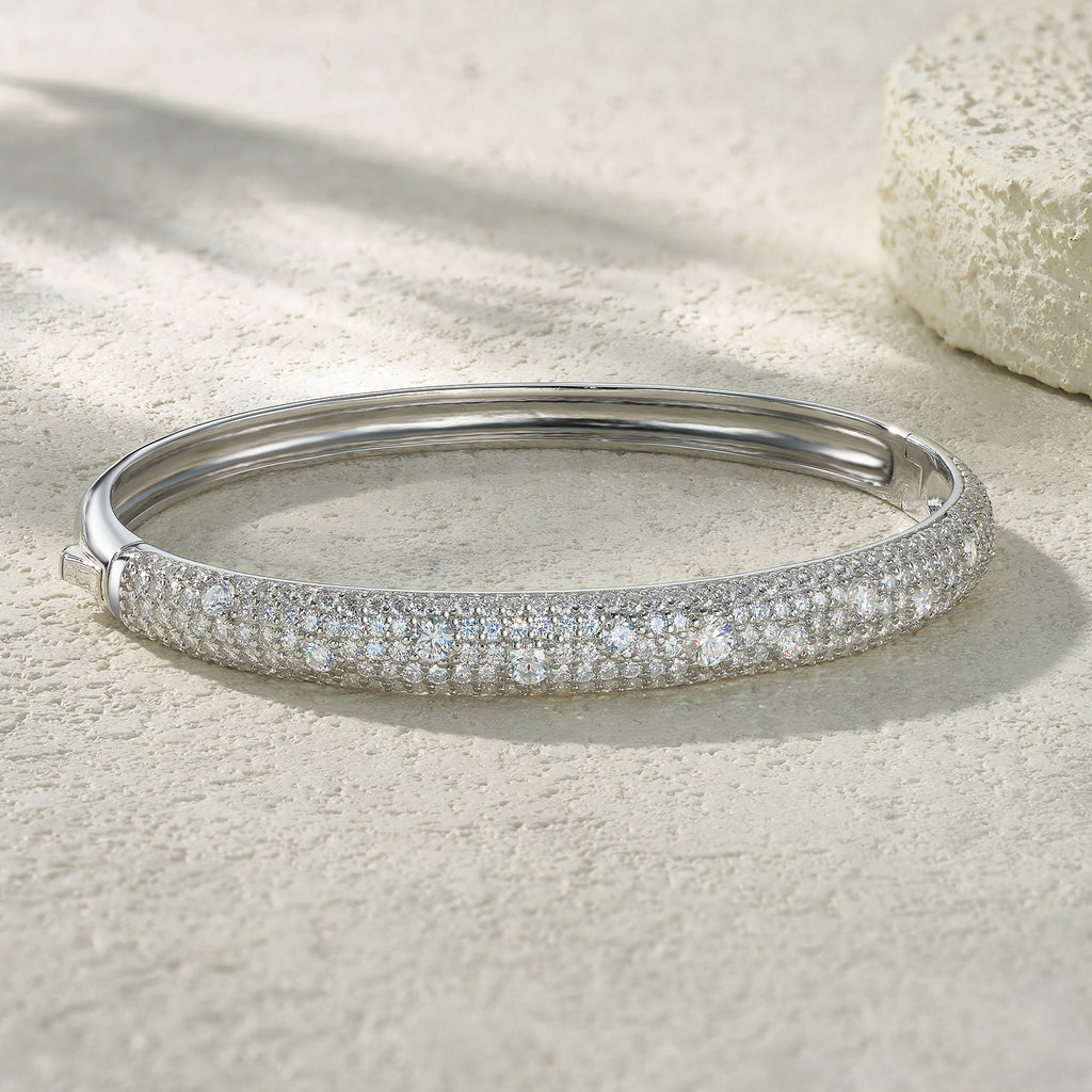 Bracelet Wide Pavé Bangle Moissanite VVS – S925