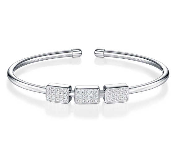 Triple Bar Pavé Cuff Bracelet Moissanite VVS – S925