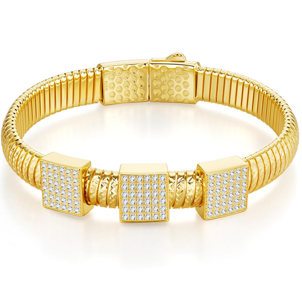 Triple Square Pavé Bracelet Moissanite VVS – S925