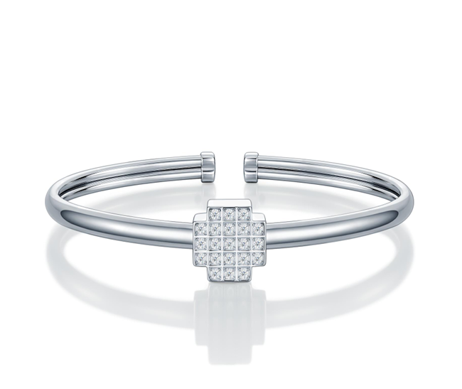Square Iced Cuff Bracelet Moissanite VVS – S925