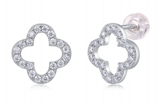Studs Trèfle Pavé Ouvert Moissanite VVS – S925