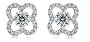 Studs Trèfle Halo Central Moissanite VVS – S925