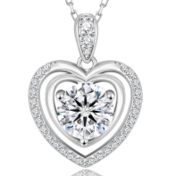 Pendentif Double Cœur Moissanite VVS – S925
