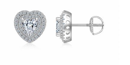 Studs Cœur Halo Triangle Moissanite VVS – S925