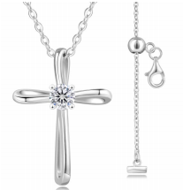 Collier Croix Solitaire Moissanite VVS – S925