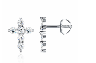 Studs Croix Pavée Moissanite VVS – S925