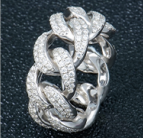 Bague Cuban Entrelacée Pavée Moissanite VVS – S925