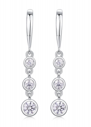 Boucles d’Oreilles Drop Trio Clos Moissanite VVS – S925