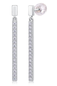 Boucles d’Oreilles Drop Barre Pavée Moissanite VVS – S925