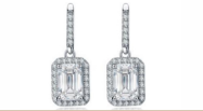 Boucles d’Oreilles Drop Émeraude Halo Moissanite VVS – S925