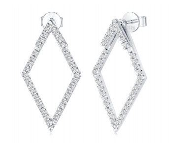 Boucles d’Oreilles Losange Pavé Moissanite VVS – S925
