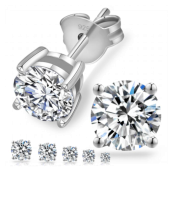 Classic Round 4-Prong Stud Earrings Moissanite VVS – S925