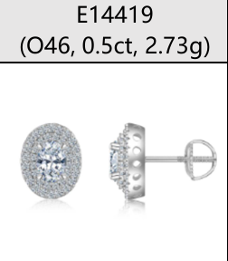 Studs Halo Ovale Moissanite VVS – S925