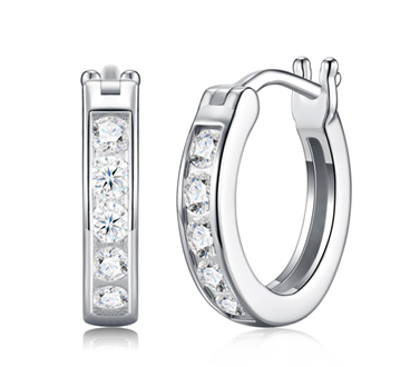 Channel Set Iced Huggie Earrings Moissanite VVS – S925