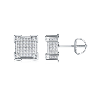 Square Iced Stud Earrings Moissanite VVS – S925