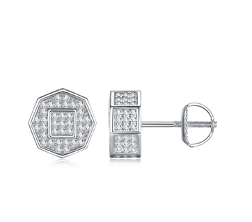 Octagonal Double Halo Stud Earrings Moissanite VVS – S925