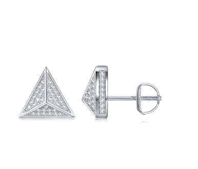 Triangle Pavé Stud Earrings Moissanite VVS – S925