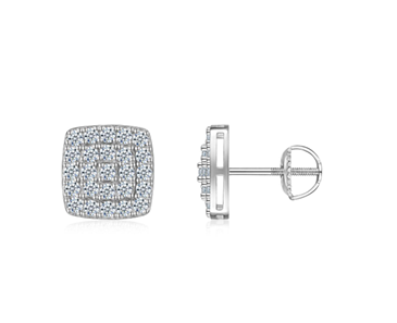 Cushion Iced Pavé Stud Earrings Moissanite VVS – S925