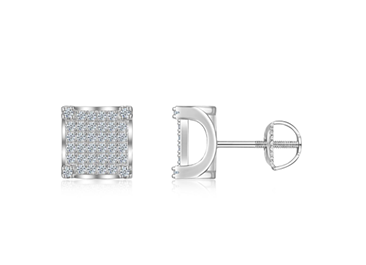 Rectangular Micro Pavé Stud Earrings Moissanite VVS – S925