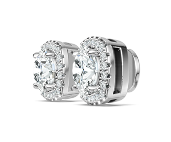 Oval Halo Stud Earrings Moissanite VVS – S925
