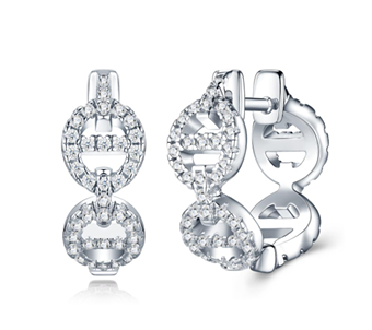 Double Circle Iced Drop Earrings Moissanite VVS – S925