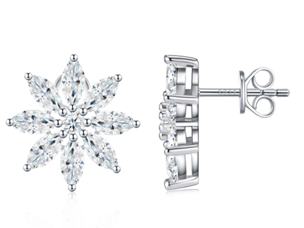 Marquise Flower Stud Earrings Moissanite VVS – S925