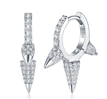 Spike Iced Huggie Earrings Moissanite VVS – S925