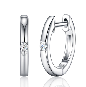 Single Stone Huggie Earrings Moissanite VVS – S925