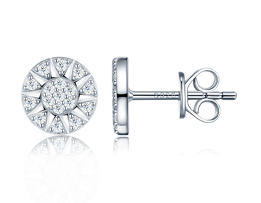 Sunburst Pavé Stud Earrings Moissanite VVS – S925