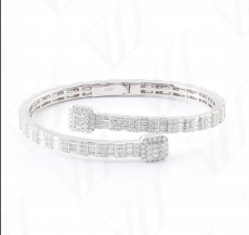 Bracelet Jonc Pavé Baguette & Rond Moissanite VVS – S925