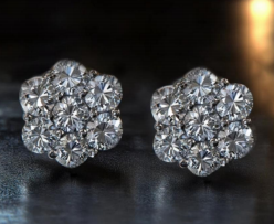 Flower Cluster Stud Earrings Moissanite VVS – S925
