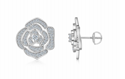 Studs Fleur Rosace Pavée Moissanite VVS – S925