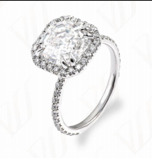 Bague Halo Coussin Pavé Moissanite VVS – S925