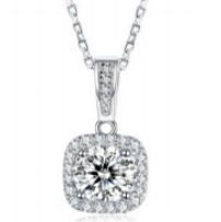 Pendentif Carré Halo Moissanite VVS – S925